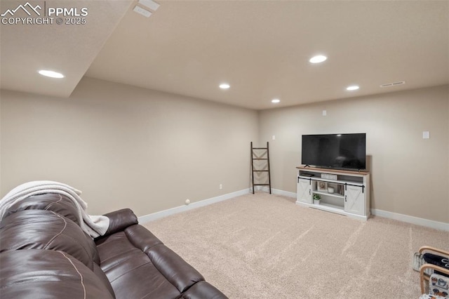 6374 Tramore Way, Colorado Springs, CO 80923 - living area featuring recessed lighting and light colored carpet