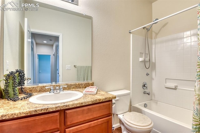 6676 Liberator Trl, Colorado Springs, CO 80925 - bathroom with vanity, shower / bath combo with shower curtain, and toilet