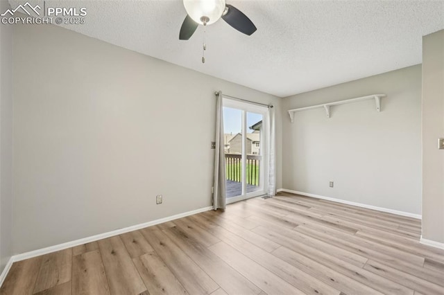 2013 Erin Loop, Colorado Springs, CO 80918 - empty room featuring a ceiling fan, light wood finished floors, a textured ceiling, and baseboards