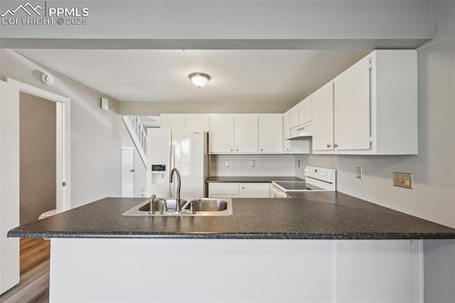 2013 Erin Loop, Colorado Springs, CO 80918 - kitchen with white appliances, a sink, a peninsula, and white cabinetry