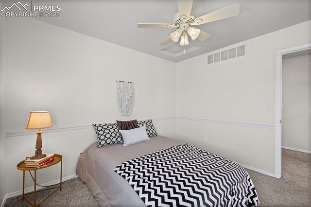 8370 Lupan Dr, Colorado Springs, CO 80951 - bedroom featuring carpet flooring and a ceiling fan