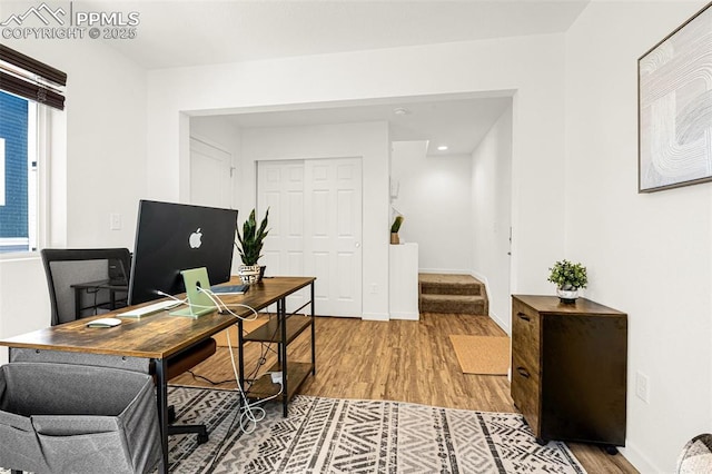 5784 Tramore Ct, Colorado Springs, CO 80938 - home office with light wood-style flooring, baseboards, and recessed lighting