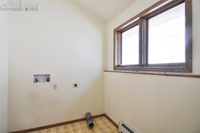 7770 N Topeka Ave, Cascade, CO 80809 - washroom with electric dryer hookup, hookup for a washing machine, light flooring, and baseboards