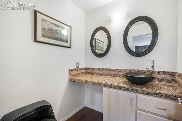 1240 Lone Scout Lookout, Monument, CO 80132 - bathroom with wood finished floors and vanity
