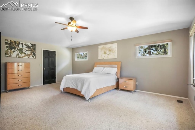 1240 Lone Scout Lookout, Monument, CO 80132 - bedroom featuring multiple windows, carpet floors, and ceiling fan