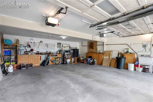 2206 Patrician Way, Colorado Springs, CO 80909 - garage with a garage door opener and a workshop area