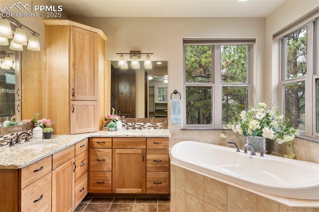 8395 Bar X Ter, Colorado Springs, CO 80908 - full bathroom featuring a bath, vanity, and tile patterned floors