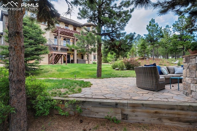5085 Saxton Hollow Rd, Colorado Springs, CO 80908 - view of patio / terrace featuring stairs and a wooden deck