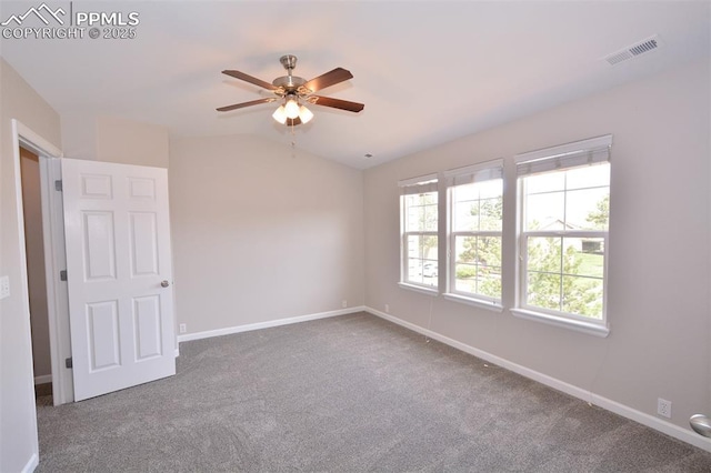 1160 Walters Pt, Monument, CO 80132 - carpeted spare room with ceiling fan, lofted ceiling, and baseboards