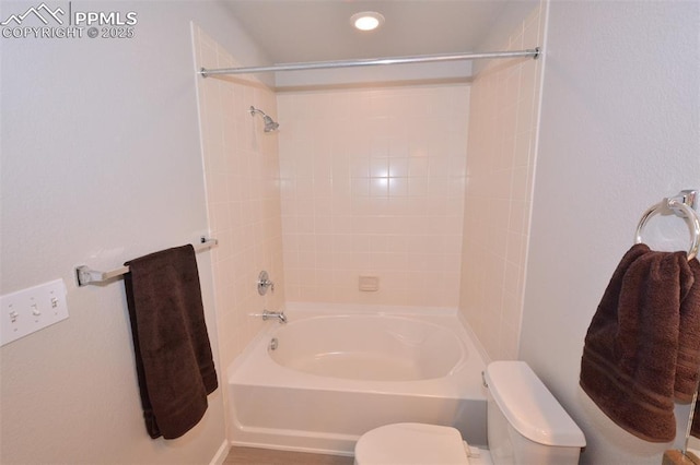 1160 Walters Pt, Monument, CO 80132 - bathroom featuring toilet, shower / tub combination, and recessed lighting