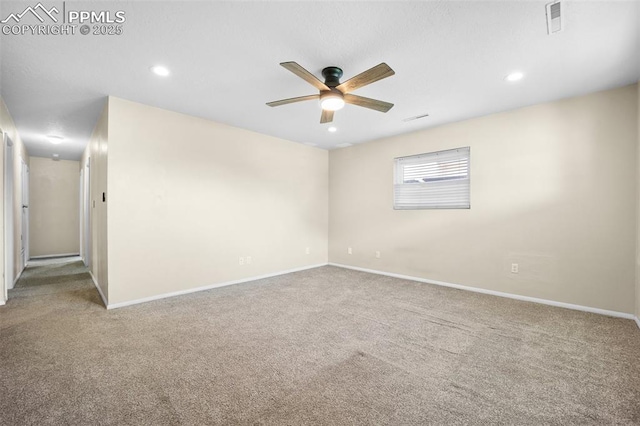 305 Rosewood Dr, Fountain, CO 80817 - carpeted spare room with a ceiling fan, baseboards, and recessed lighting