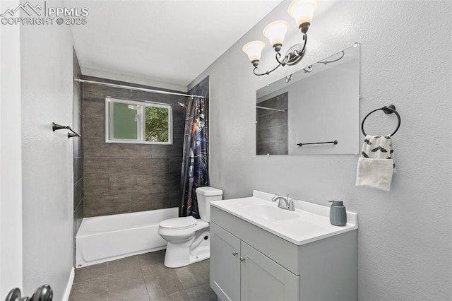 1513 Rosemont Dr, Colorado Springs, CO 80911 - full bath featuring vanity, toilet, shower / bath combo, and tile patterned floors