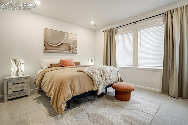 6950 Hidden Cove Ct, Castle Pines, CO 80108 - bedroom with light colored carpet, baseboards, and recessed lighting