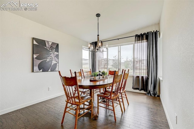 9276 Glitter Way, Colorado Springs, CO 80924 - dining space with a chandelier, baseboards, wood finished floors, and a textured wall