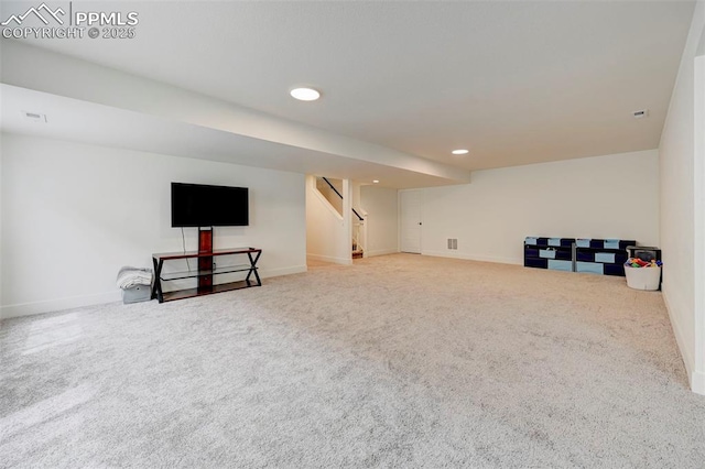 9276 Glitter Way, Colorado Springs, CO 80924 - finished basement with carpet, baseboards, and recessed lighting