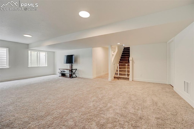 9276 Glitter Way, Colorado Springs, CO 80924 - below grade area with carpet, baseboards, and stairs