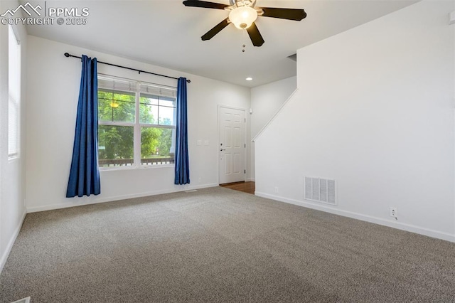7689 Sniktau Pt, Peyton, CO 80831 - unfurnished room featuring baseboards, a ceiling fan, carpet flooring, and recessed lighting