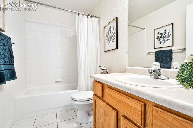 1646 Pinon Glen Cir, Colorado Springs, CO 80919 - full bath featuring vanity, tile patterned floors, toilet, and shower / bathtub combination with curtain