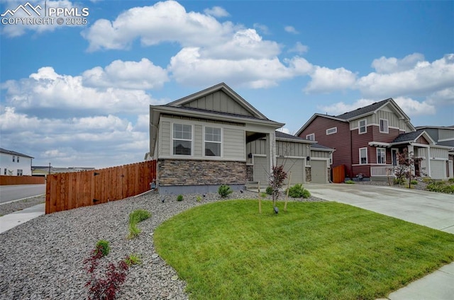10806 Rolling Peaks Dr, Peyton, CO 80831 - view of front of property featuring board and batten siding, concrete driveway, and stone siding
