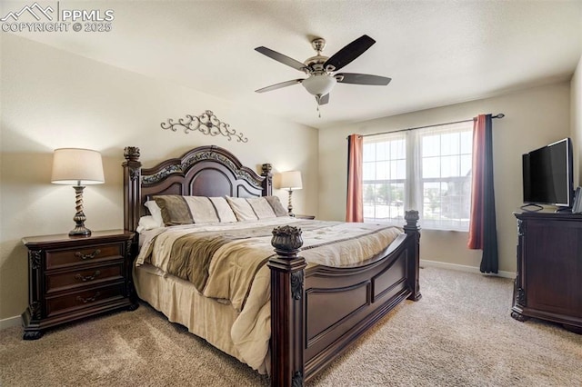 10208 Abrams Dr, Colorado Springs, CO 80925 - bedroom featuring light carpet and a ceiling fan