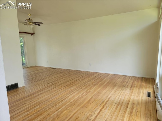 2619 N Arcadia St, Colorado Springs, CO 80907 - spare room featuring light wood-type flooring, ceiling fan, and baseboards