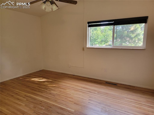 2619 N Arcadia St, Colorado Springs, CO 80907 - empty room featuring light wood-style flooring, baseboards, and a ceiling fan