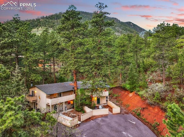 4840 Pikes Peak Hwy, Cascade, CO 80809 - aerial view at dusk of a view of trees and a mountain view