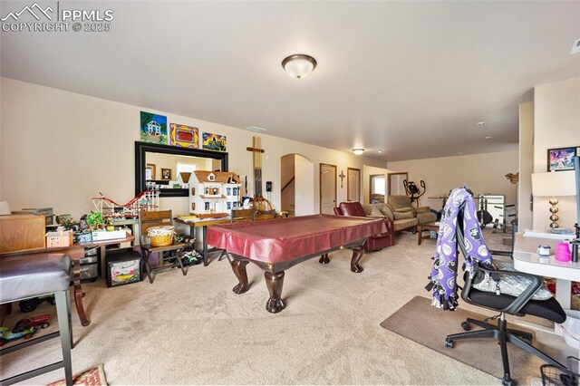 20280 Melanie Ann Ct, Monument, CO 80132 - game room with arched walkways, carpet flooring, and pool table