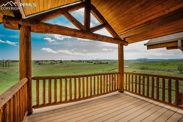 15958 Shadow Mountain Ranch Rd, Larkspur, CO 80118 - deck with a view of rural / pastoral area and a yard