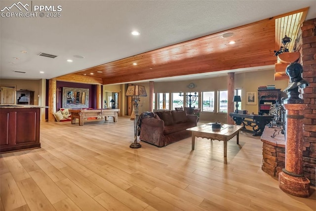 15958 Shadow Mountain Ranch Rd, Larkspur, CO 80118 - living room with light wood-style floors, recessed lighting, and billiards