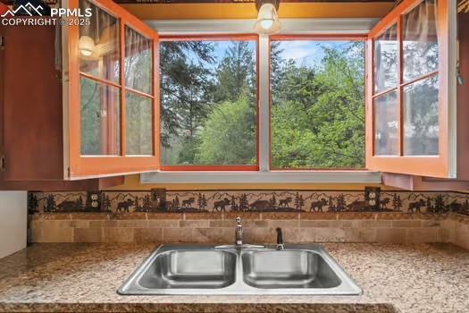 6015 Sioux Trl, Cascade, CO 80809 - kitchen featuring a sink and backsplash