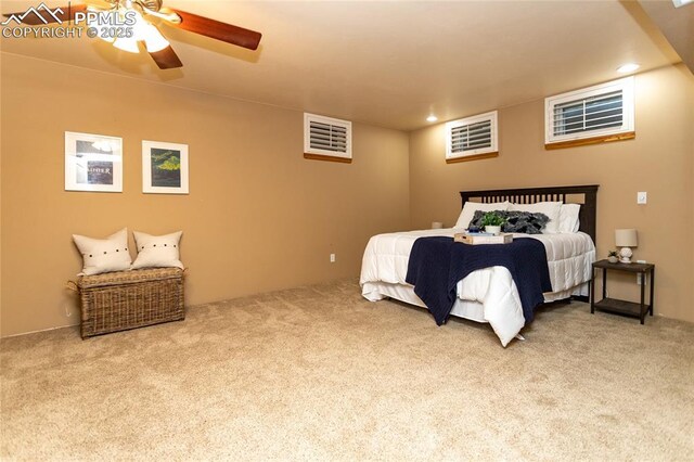 1017 N Sheridan Ave, Colorado Springs, CO 80909 - carpeted bedroom with a ceiling fan and recessed lighting