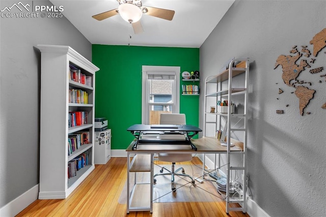 421 N Spruce St, Colorado Springs, CO 80905 - office with ceiling fan, wood finished floors, and baseboards