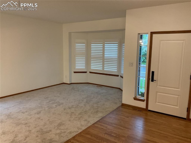 1185 Marlstone Pl, Colorado Springs, CO 80904 - carpeted foyer entrance featuring baseboards and wood finished floors
