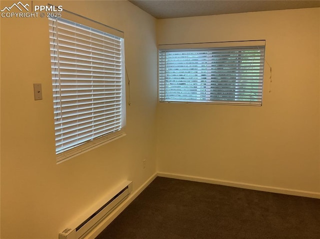 1185 Marlstone Pl, Colorado Springs, CO 80904 - spare room featuring baseboard heating and dark carpet
