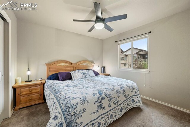 2374 Cinnabar Rd, Colorado Springs, CO 80921 - bedroom with carpet and ceiling fan