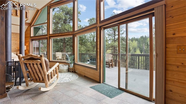 145 Valley Ln, Woodland Park, CO 80863 - sunroom featuring wooden walls and healthy amount of natural light