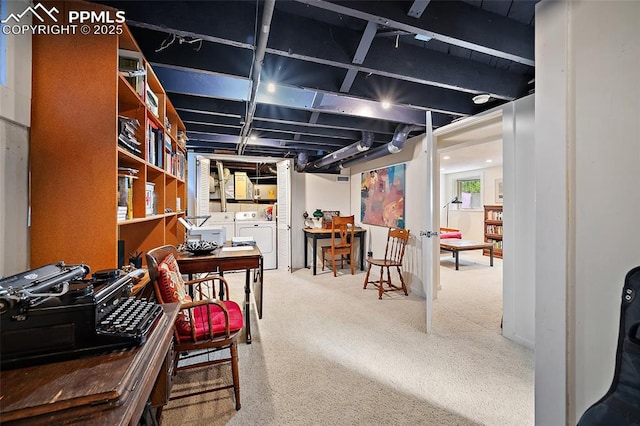 424 N Cedar St, Colorado Springs, CO 80903 - basement featuring washer and clothes dryer and carpet flooring