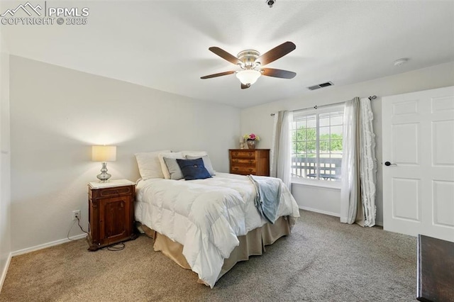 2150 Alicia Pt Unit 201, Colorado Springs, CO 80919 - bedroom featuring carpet flooring, baseboards, and ceiling fan