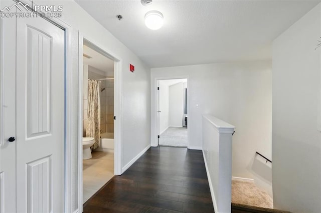 2150 Alicia Pt Unit 201, Colorado Springs, CO 80919 - hall with an upstairs landing, wood finished floors, and baseboards