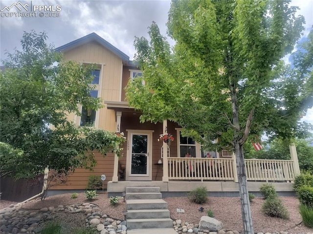 1593 Gold Hill Mesa Dr, Colorado Springs, CO 80905 - obstructed view of property featuring a porch