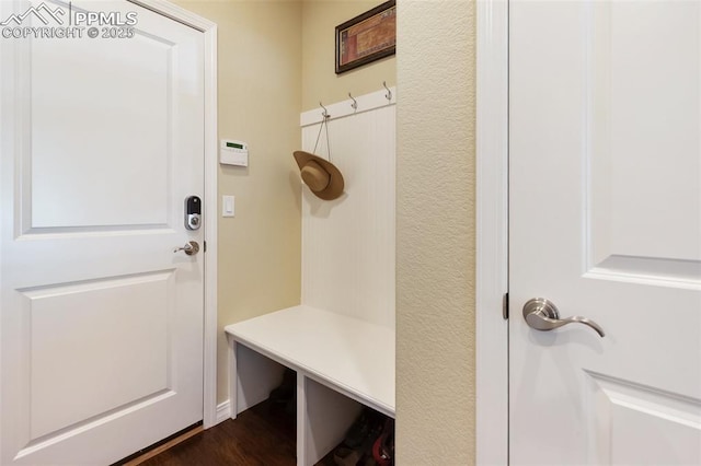 1593 Gold Hill Mesa Dr, Colorado Springs, CO 80905 - mudroom featuring dark wood-type flooring