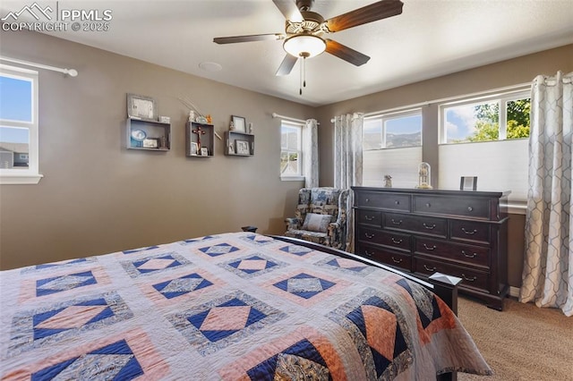 1593 Gold Hill Mesa Dr, Colorado Springs, CO 80905 - bedroom with light carpet and ceiling fan