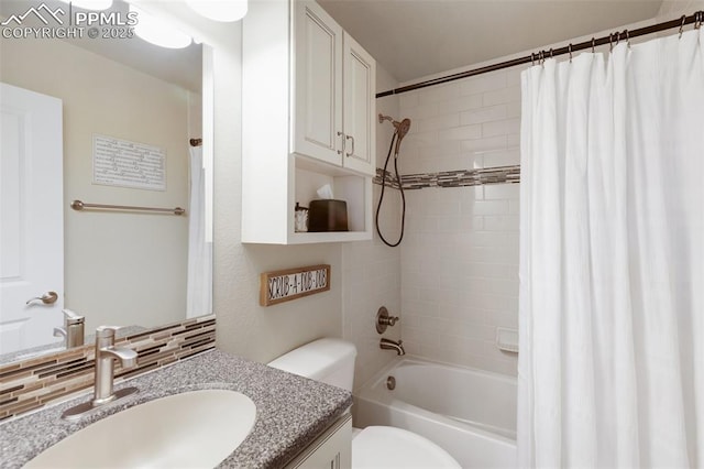 1593 Gold Hill Mesa Dr, Colorado Springs, CO 80905 - full bath with vanity, shower / bathtub combination with curtain, and decorative backsplash