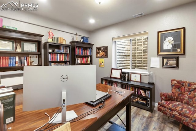 1593 Gold Hill Mesa Dr, Colorado Springs, CO 80905 - home office with wood finished floors and baseboards