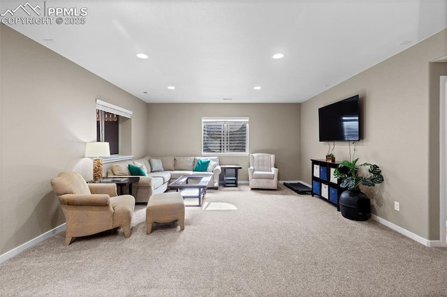 1734 Summerglow Ln, Monument, CO 80132 - living room with carpet floors, baseboards, and recessed lighting
