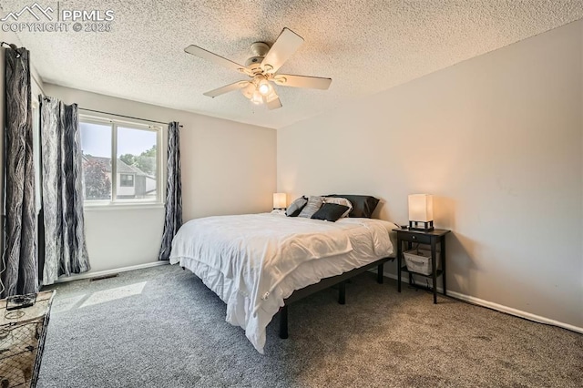 4652 Excalibur Ct, Colorado Springs, CO 80917 - bedroom with carpet floors, a textured ceiling, and ceiling fan