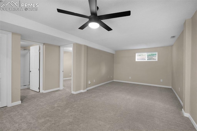 3512 Chico Cir, Colorado Springs, CO 80918 - basement featuring carpet and a ceiling fan