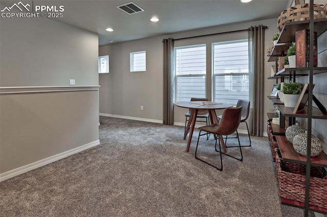 7703 Lost Trail Dr, Colorado Springs, CO 80908 - dining space featuring carpet flooring, baseboards, and recessed lighting