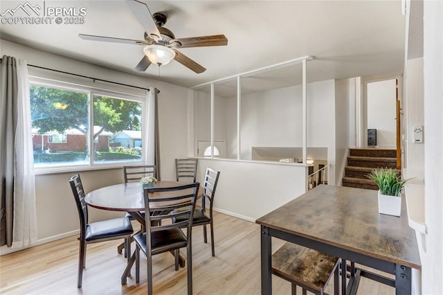 3622 Anemone Cir, Colorado Springs, CO 80918 - dining room with wood finished floors, ceiling fan, and baseboards